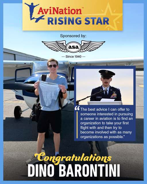 Yung man standing in front of general aviation aircraft holding his cut tshirt celebrating his solo flight