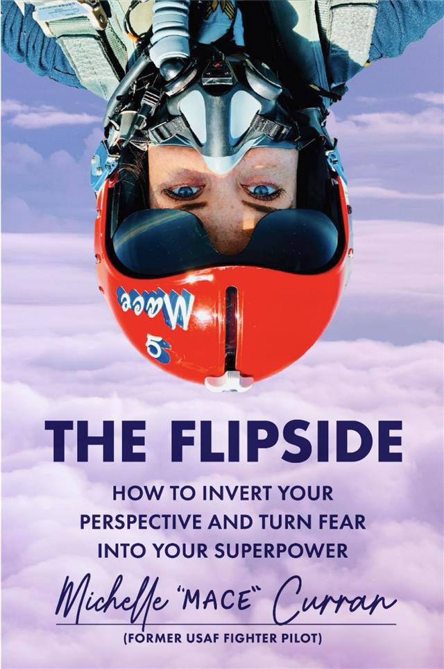 Cover of the book The Flipside showing a woman upside down in military jet cockpit