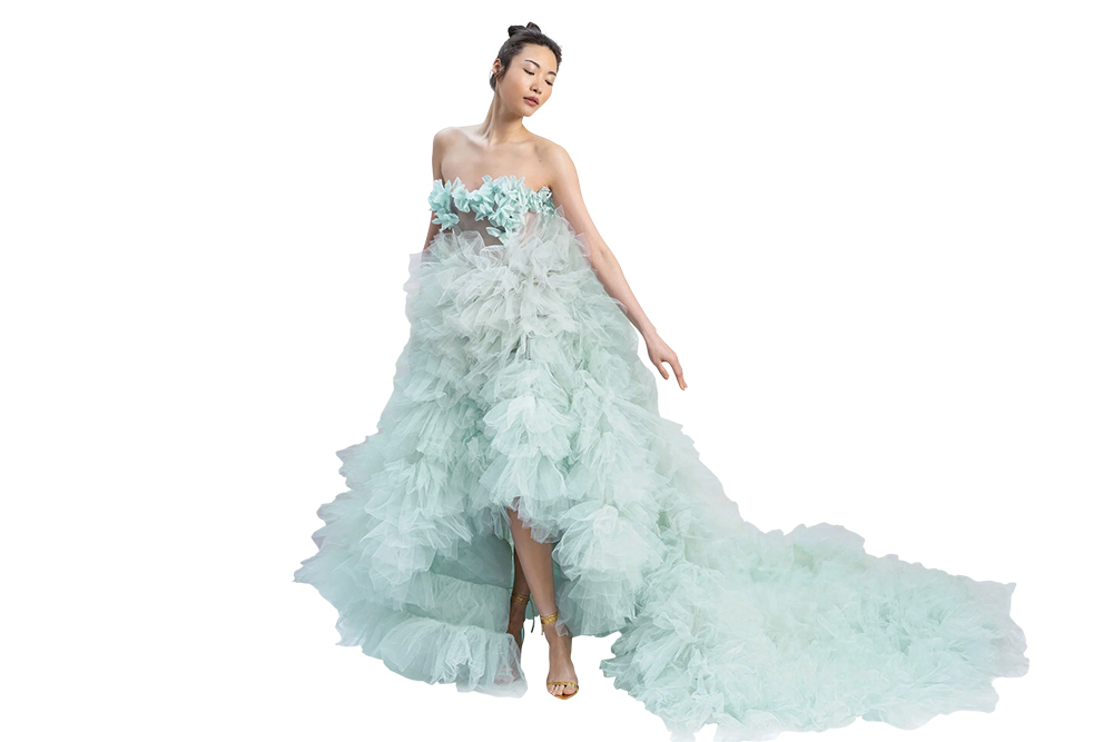green wedding gown