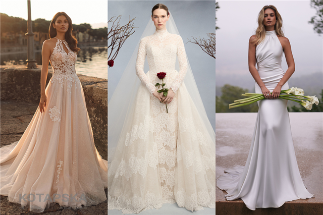 high neck wedding gown