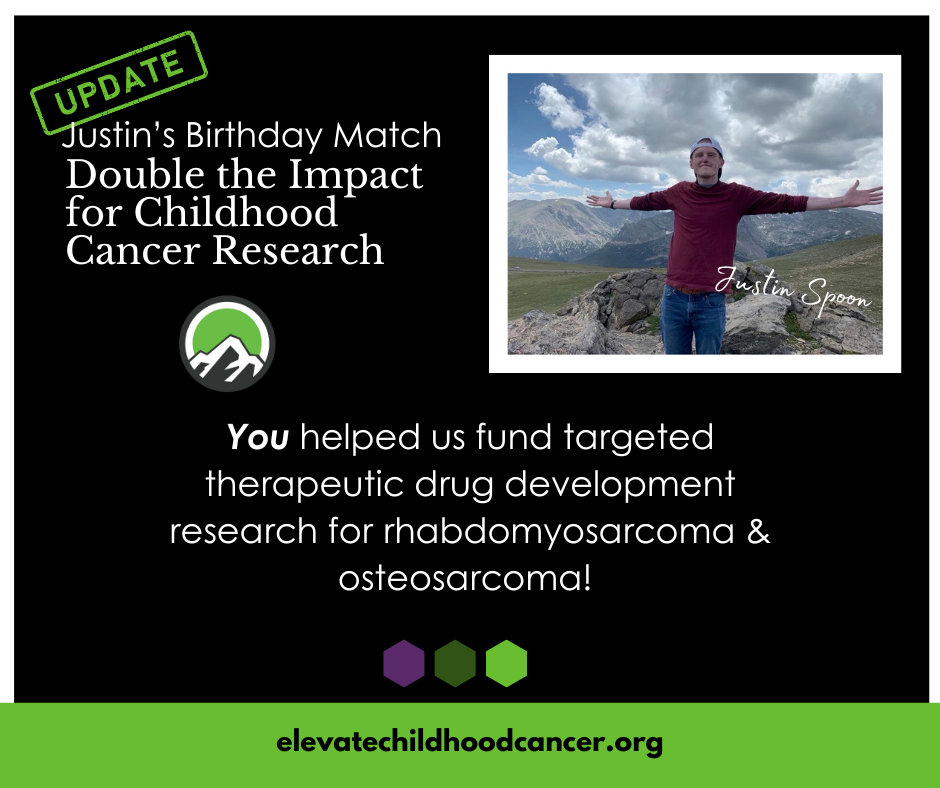 Justin Spoon, Rhabdomyosarcoma research investment