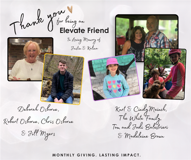 Elevate Friend, recurring donor thank you. 