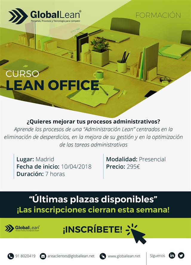 Formación Lean Office que se imparte en Madrid el 10/04/2018 