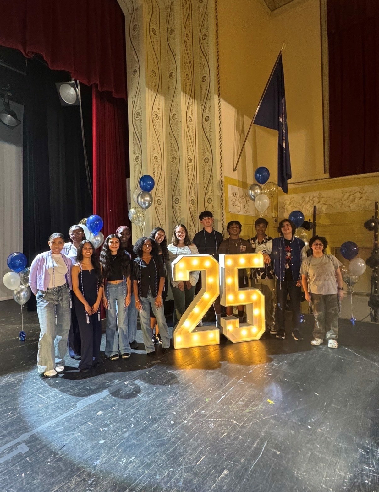 Caption: The Central Memorial PTSA (Nassau Region) celebrating its graduating class of student members with a special PTSA honor chord. 