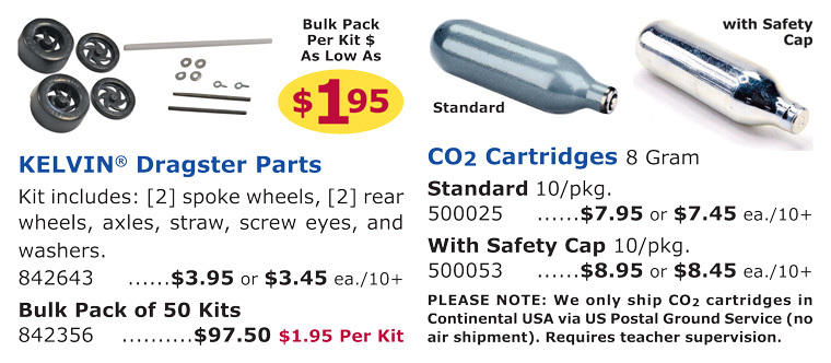 Dragster Parts and CO2 Cartridges