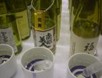 "Sake lined up for tasting"