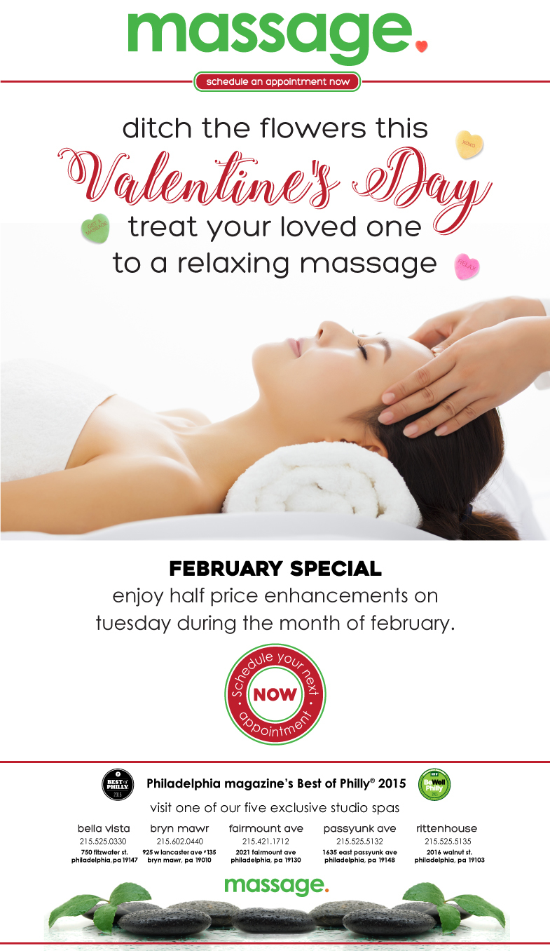 Ditch the flowers this Valentine's Day and treat your loved ones to a relaxing massage! February Special,enjoy half price enhancements on Tuesday during the month of February. Schedule your appointment now!