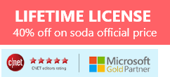 lifetime license, 40% off on soda official price