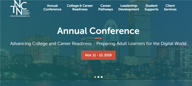 A preview of the NCTN website advertising their November 11-13th conference in 2019.