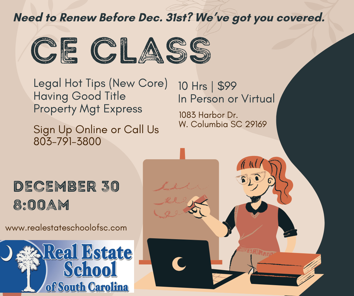 Need to renew before December 31st? We've got you covered. CE Class, Legal Hot Tips, Having Good Title, Property Management Express, 10 hours for $99