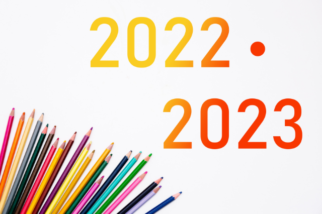 2022-2023 graphic with pencils