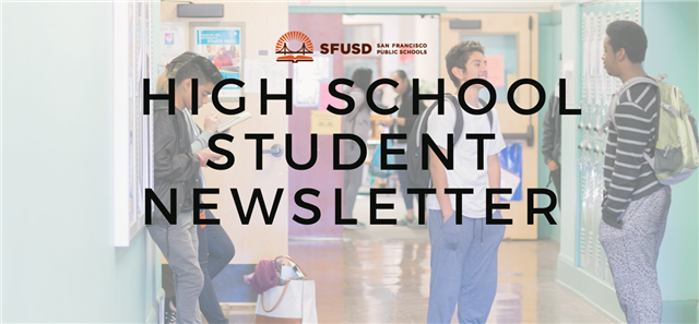 August 2023 High School Student Newsletter banner with stock photo of students