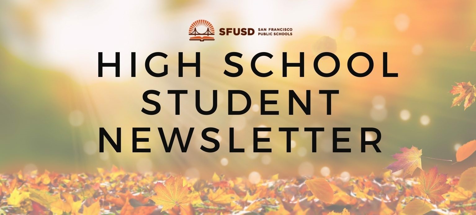 October 2023 High School Student Newsletter banner with filtered light and fall leaves