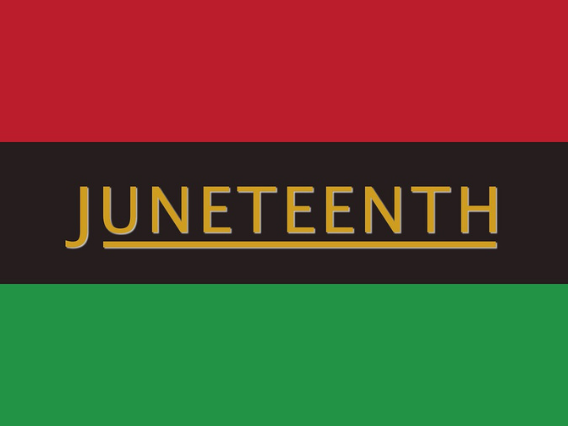 "Juneteenth" on a red, black and green background