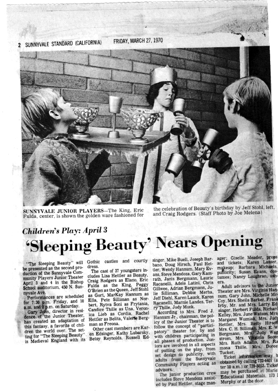 Newspaper clipping about Sleeping Beauty (Junior Production) - 1969-1970 season