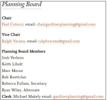 Members of the Planning Board