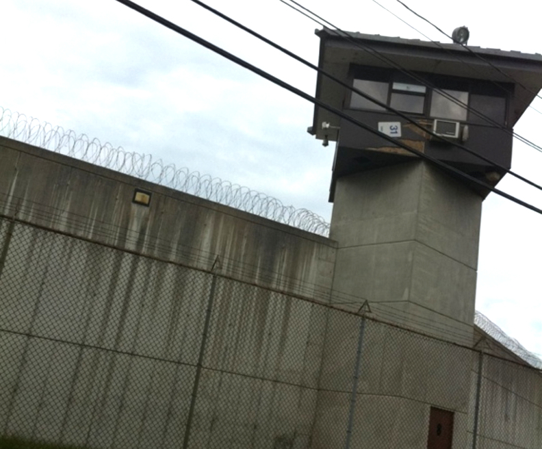 A view of a tower at a prison