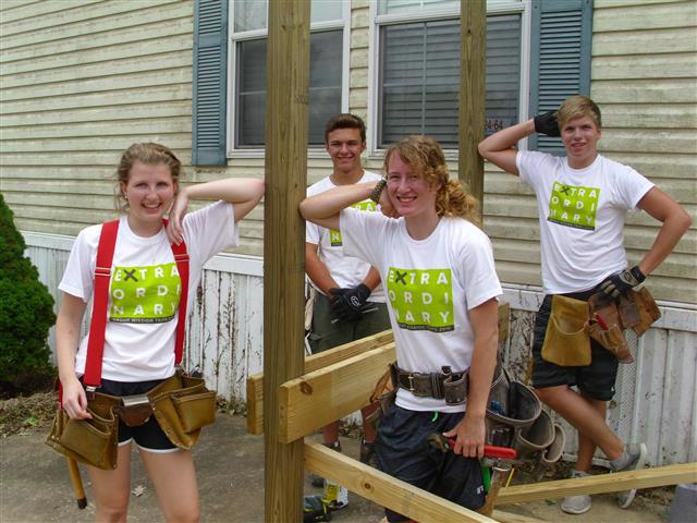 Teens volunteering for a renovation project.