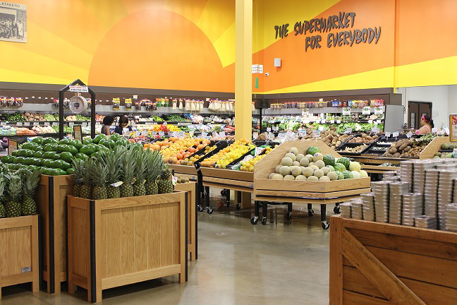 A grocery store with fruits and vegetables.