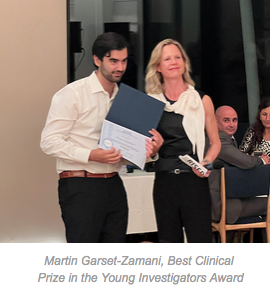 Martin Garset-Zamani, receiving his prize from EFUMB President, Caroline Ewertsen