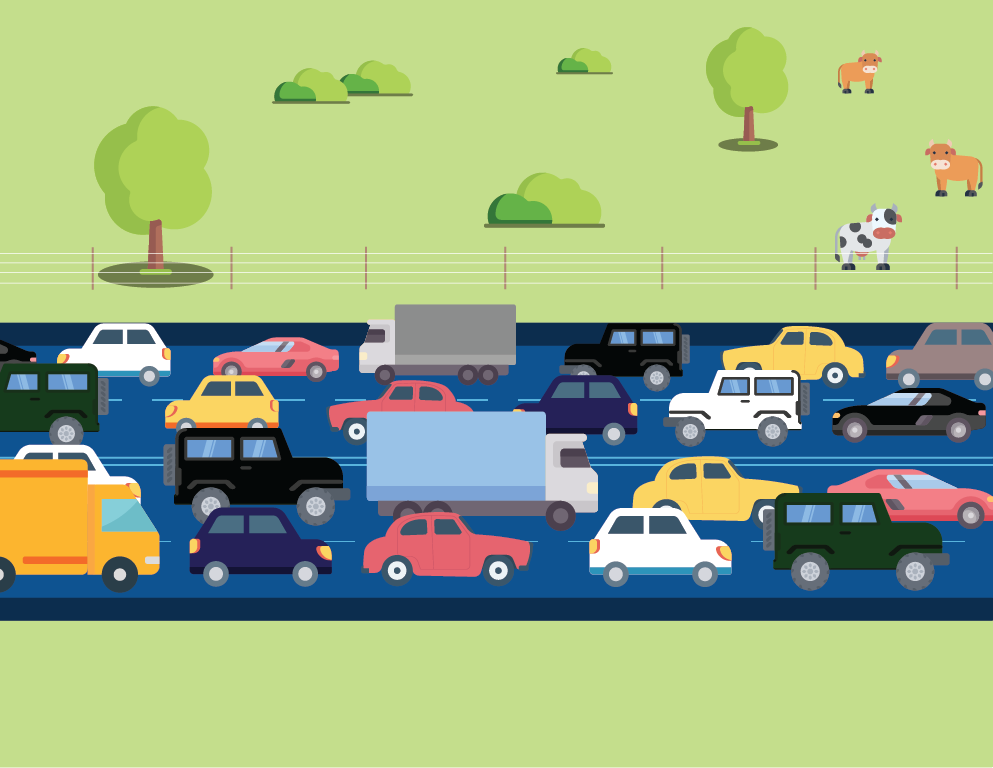 Infographic of cars on busy highway
