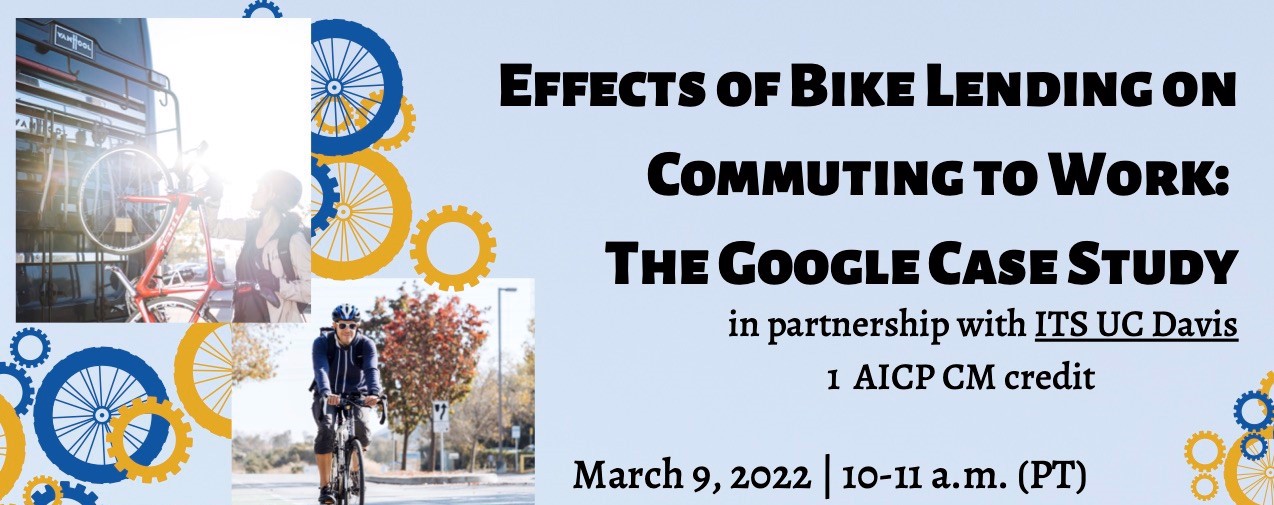 flyer advertisement for webinar 'Effects of Bike Lending on Commuting to Work: The Google Case Study'