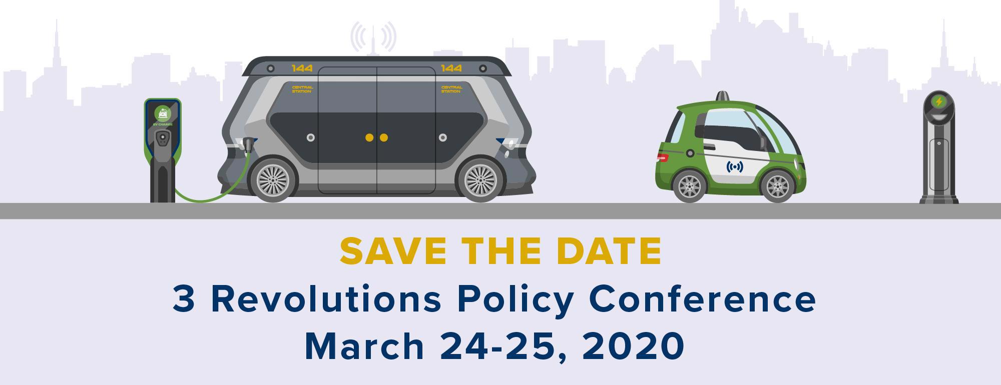 banner for 3 Revolutions Policy Conference save the date