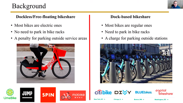 Screenshot from webinar "Spatial Equity Analysis of Dock-based and Dockless Bike Share in San Francisco"