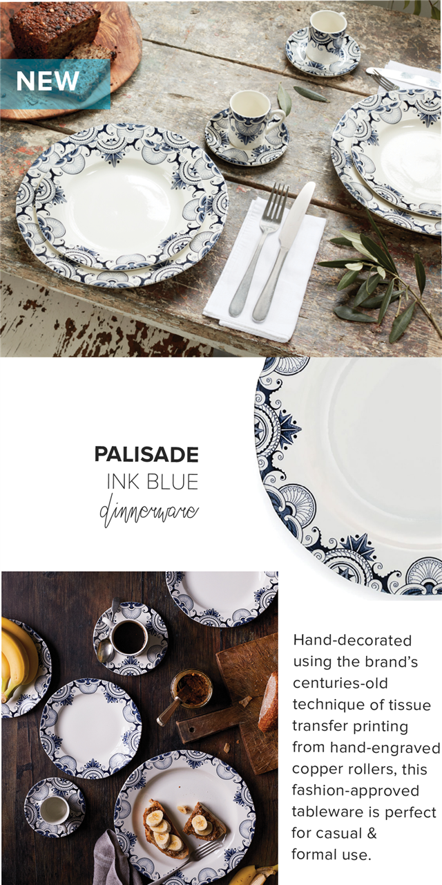  PALISADE INK BLUE Jimnenpne Hand-decorated using the brands centuries-old technique of tissue transfer printing from hand-engraved copper rollers, this fashion-approved tableware is perfect for casual formal use. 