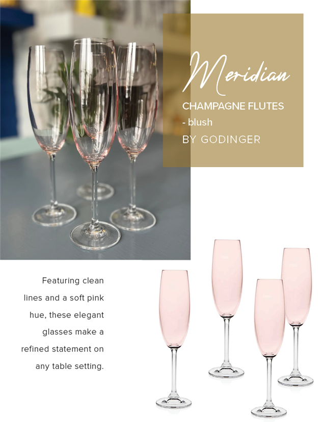 Featuring clean lines and a soft pink hue, these elegant glasses make a refined statement on any table setting. 