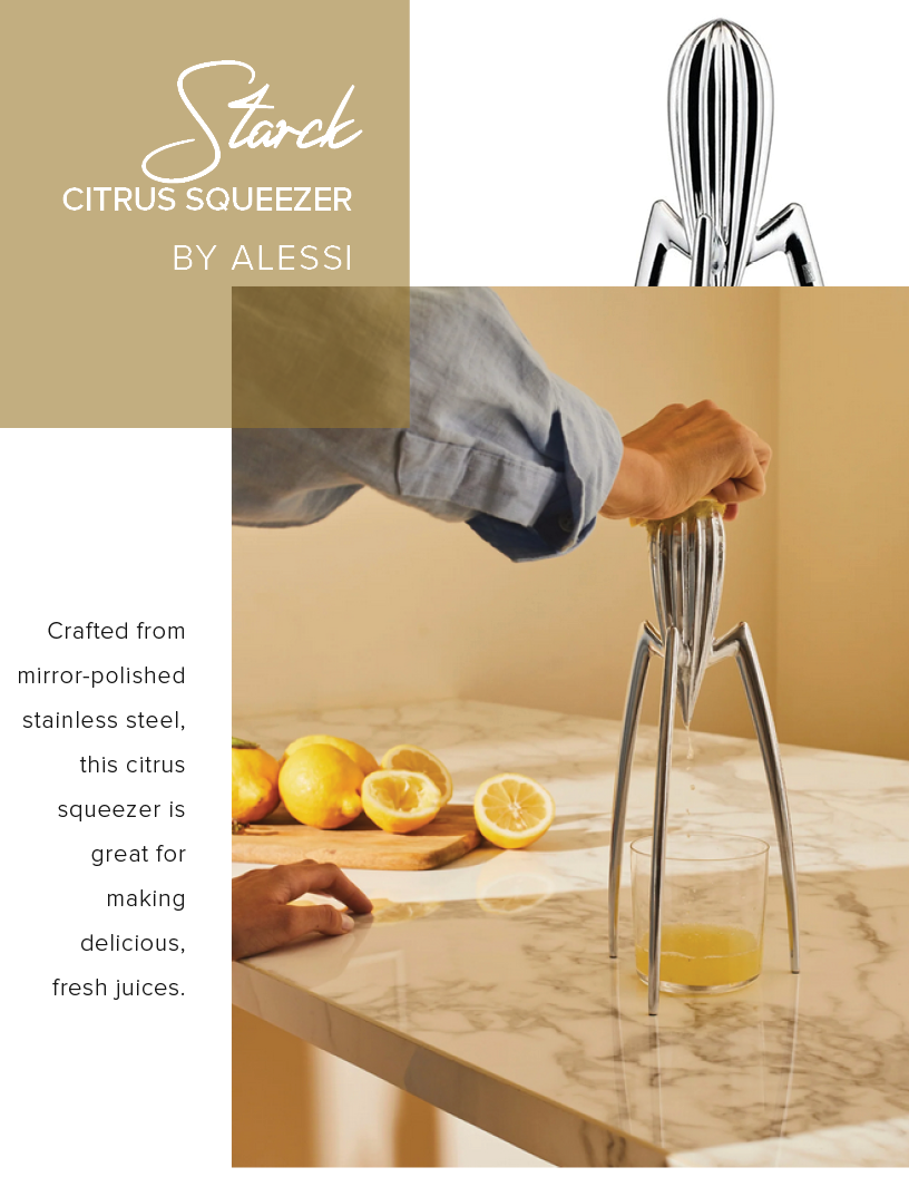 Crafted from mirror-polished stainless steel, this citrus squeezer is great for making delicious, fresh juices. 