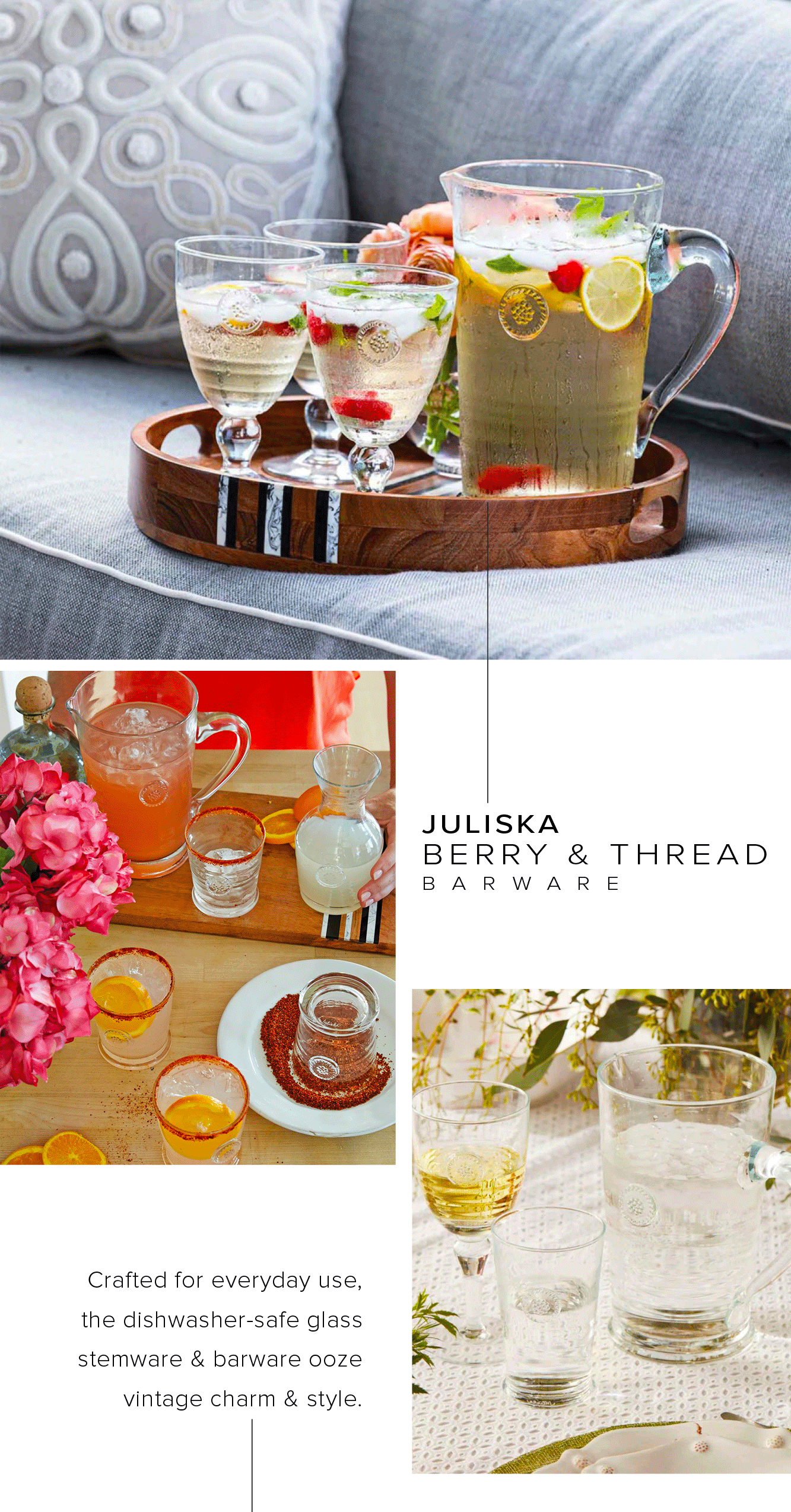  JULISKA BERRY THREAD Crafted for everyday use, the dishwasher-safe glass 7 stemware barware ooze vintage charm style. 