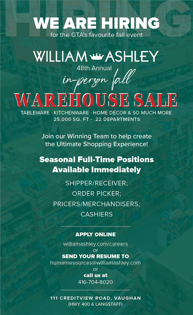 We are HIRING! William Ashley