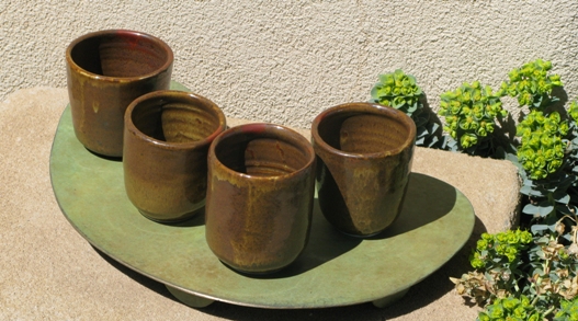 Four Teacups With  Serving Tray