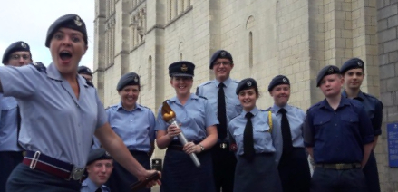 Air Cadets holding the ceremonial torch