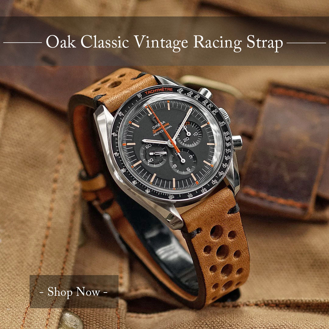 Black Classic Vintage Racing Watch Strap