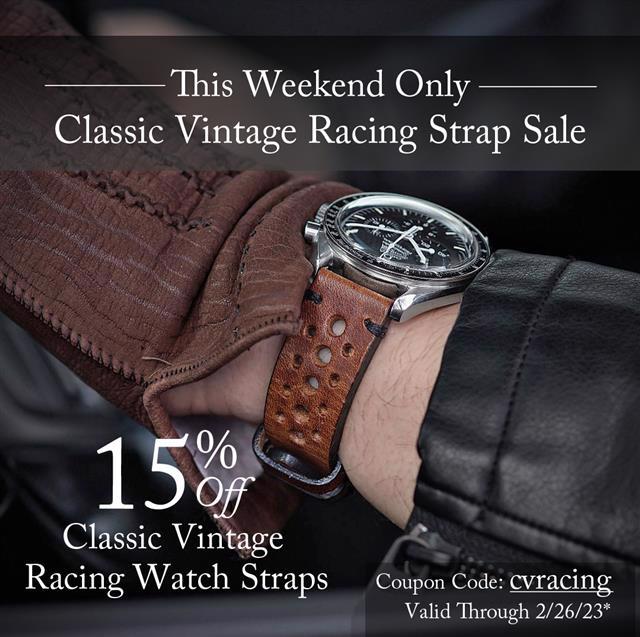 Black Classic Vintage Racing Watch Strap