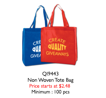 QI9443 Non Woven Tote Bag  Price starts at $2.48 Minimum: 100pcs