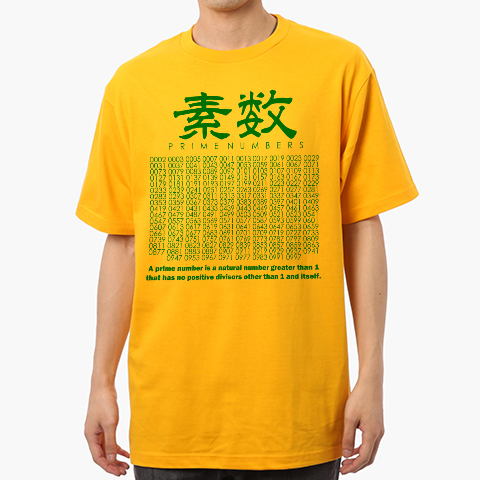 数学Tシャツ:素数のリスト (1から1000まで)