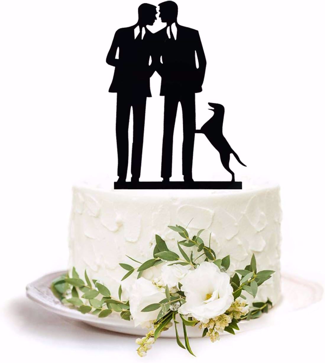 wedding cake topper with 2 men