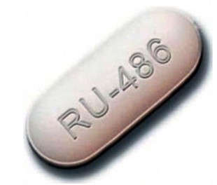 Pill labeled RU-486