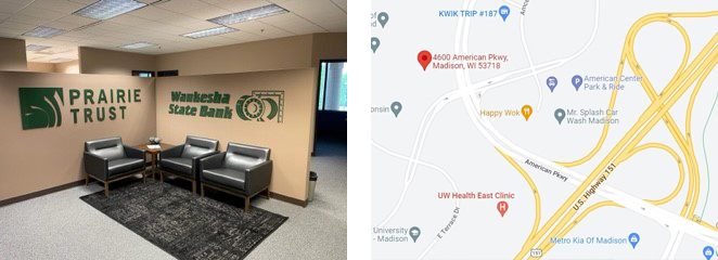 Prairie Trust Madison office and map