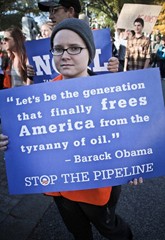 Protestor with sign