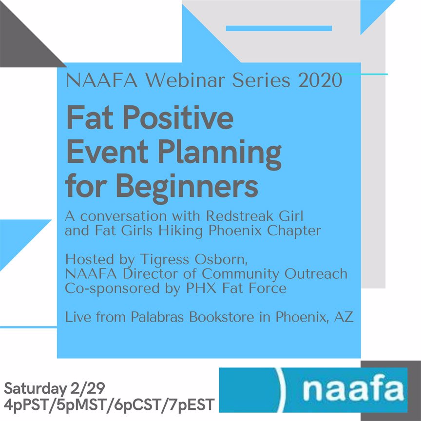 February 29, 2020 Webinar Notice - Fat Positive Event Planning for Beginners