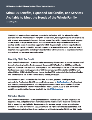 Image of the first page of the HHS family services brief