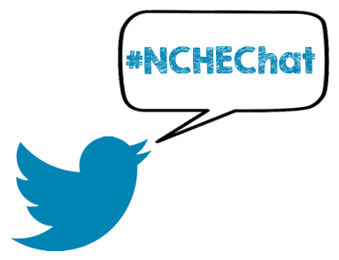 Twitter bird chirping "#NCHEChat"