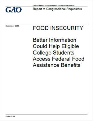 cover page of the GAO report on food insecurity among college students