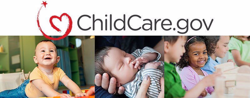 childcare.gov logo and photo of young children