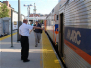 passenger boarding a MARC train.