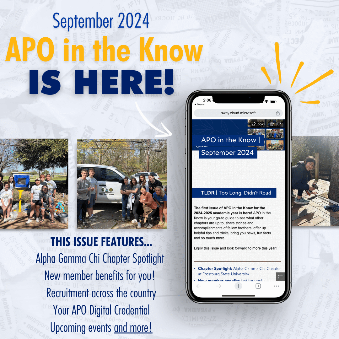 APO In the Know is here - Featuring: Alpha Gamma Chi Chapter Spotlight and more!